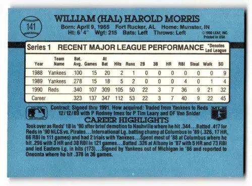 Hal Morris Cincinnati Reds baseball card from 1991 Donruss #141 in EX/NM condition