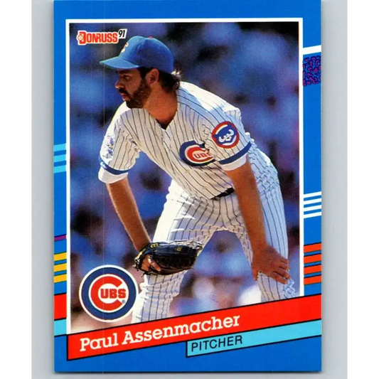 1991 Donruss #144 Paul Assenmacher NM-MT Chicago Cubs Baseball Card - Baseball Card Single