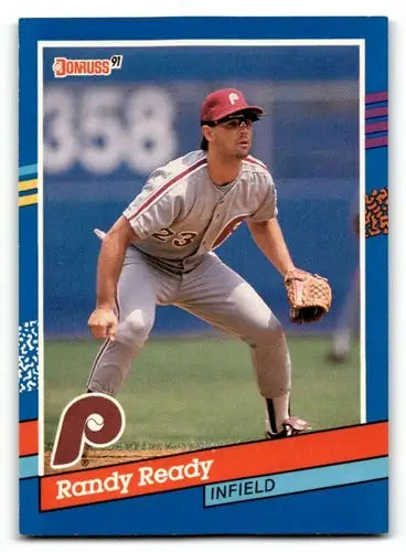 Randy Ready Philadelphia Phillies baseball card with original gloss from 1991 Donruss