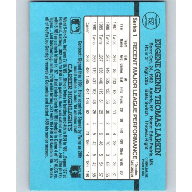 1991 Donruss #152 Gene Larkin NM-MT Minnesota Twins Baseball Card - Baseball Card Single