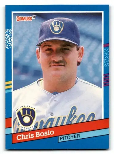1991 Donruss #160 Chris Bosio Milwaukee Brewers Baseball Cards EX/NM ID:57716 - Baseball Card Single