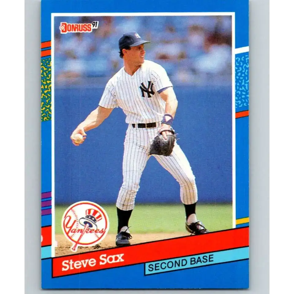 1991 Donruss #163 Steve Sax UER NM-MT New York Yankees Baseball Card - Baseball Card Single