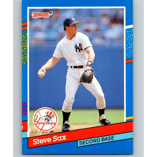 1991 Donruss #163 Steve Sax UER NM-MT New York Yankees Baseball Card - Baseball Card Single