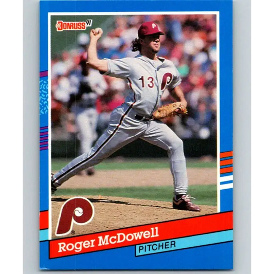 1991 Donruss #166 Roger McDowell NM-MT Philadelphia Phillies Baseball Card - Baseball Card Single