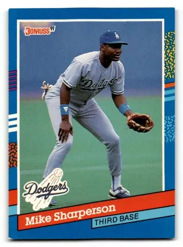 1991 Donruss Mike Sharperson Los Angeles Dodgers baseball card display