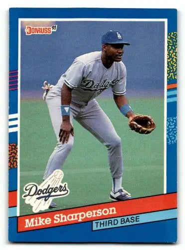 1991 Donruss #168 Mike Sharperson Los Angeles Dodgers Baseball Cards ID:55275 - Baseball Card Single