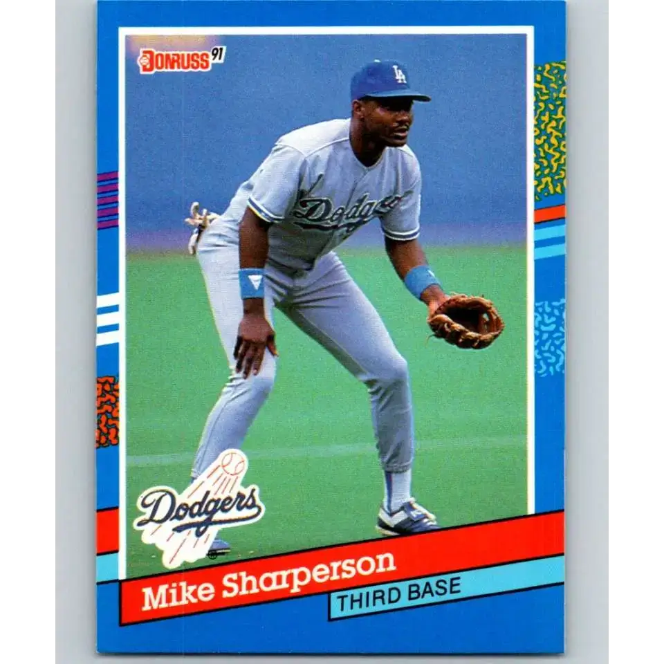 1991 Donruss #168 Mike Sharperson NM-MT Los Angeles Dodgers Baseball Card - Baseball Card Single