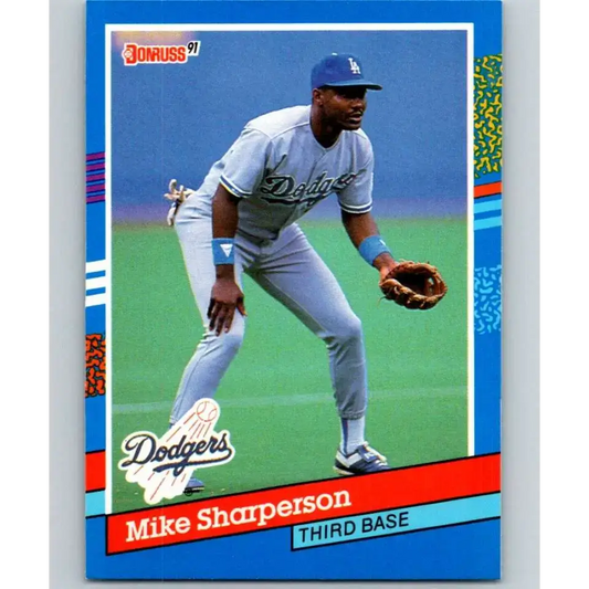 1991 Donruss #168 Mike Sharperson NM-MT Los Angeles Dodgers Baseball Card - Baseball Card Single