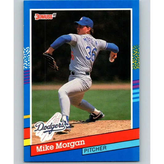 1991 Donruss #182 Mike Morgan NM-MT Los Angeles Dodgers Baseball Card - Baseball Card Single