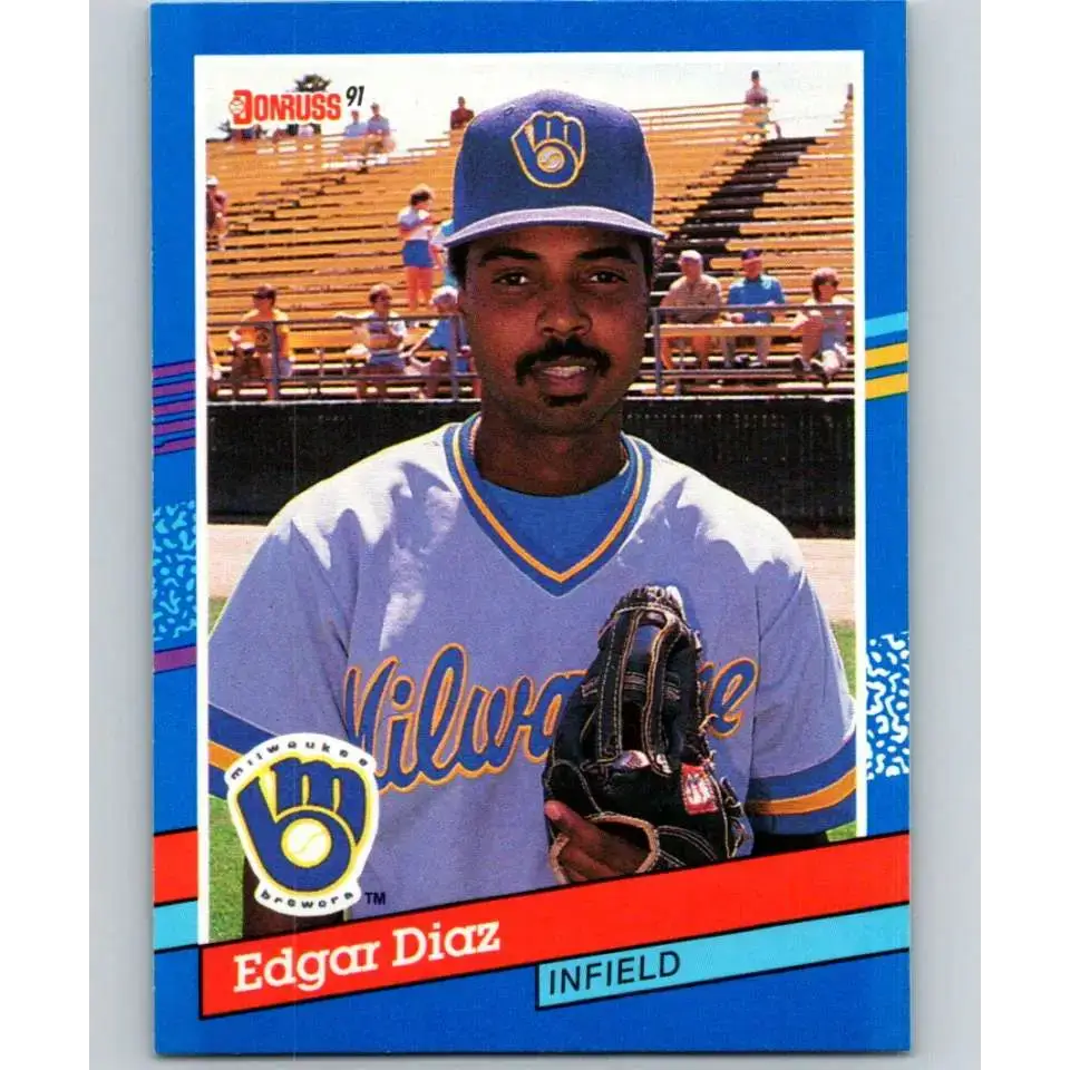 1991 Donruss #197 Edgar Diaz NM-MT Milwaukee Brewers Baseball Card - Baseball Card Single