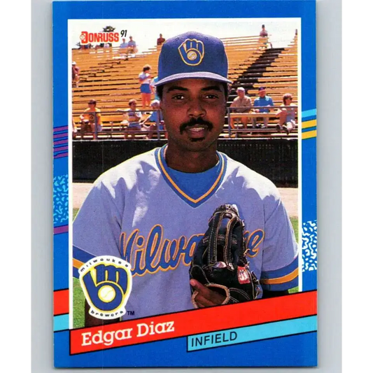 1991 Donruss #197 Edgar Diaz NM-MT Milwaukee Brewers Baseball Card - Baseball Card Single