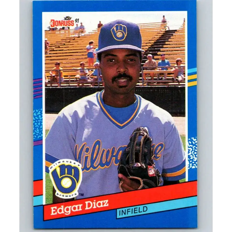 1991 Donruss #197 Edgar Diaz NM-MT Milwaukee Brewers Baseball Card - Baseball Card Single