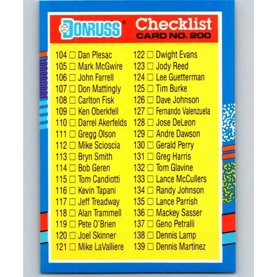 1991 Donruss #200 Checklist 104-179 NM-MT Checklist Baseball Card - Baseball Card Single