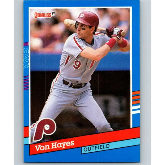 1991 Donruss #222a Von Hayes NM-MT Philadelphia Phillies Baseball Card - Baseball Card Single