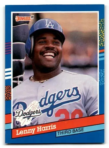 Original gloss Lenny Harris Los Angeles Dodgers baseball card from 1991 Donruss
