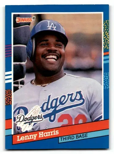 Original gloss Lenny Harris Los Angeles Dodgers baseball card 1991 Donruss exhibit