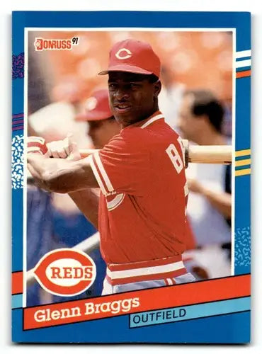 Original gloss baseball card of Glenn Braggs Cincinnati Reds from 1991 Donruss
