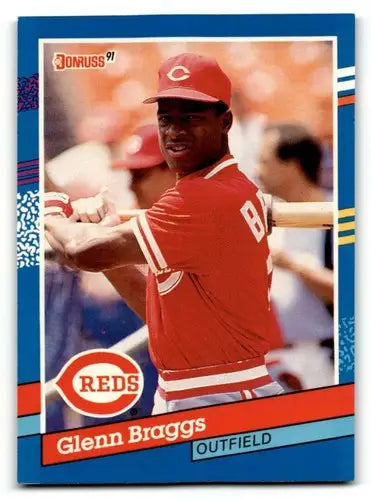 Original gloss Glenn Braggs Cincinnati Reds baseball card from 1991 Donruss #253
