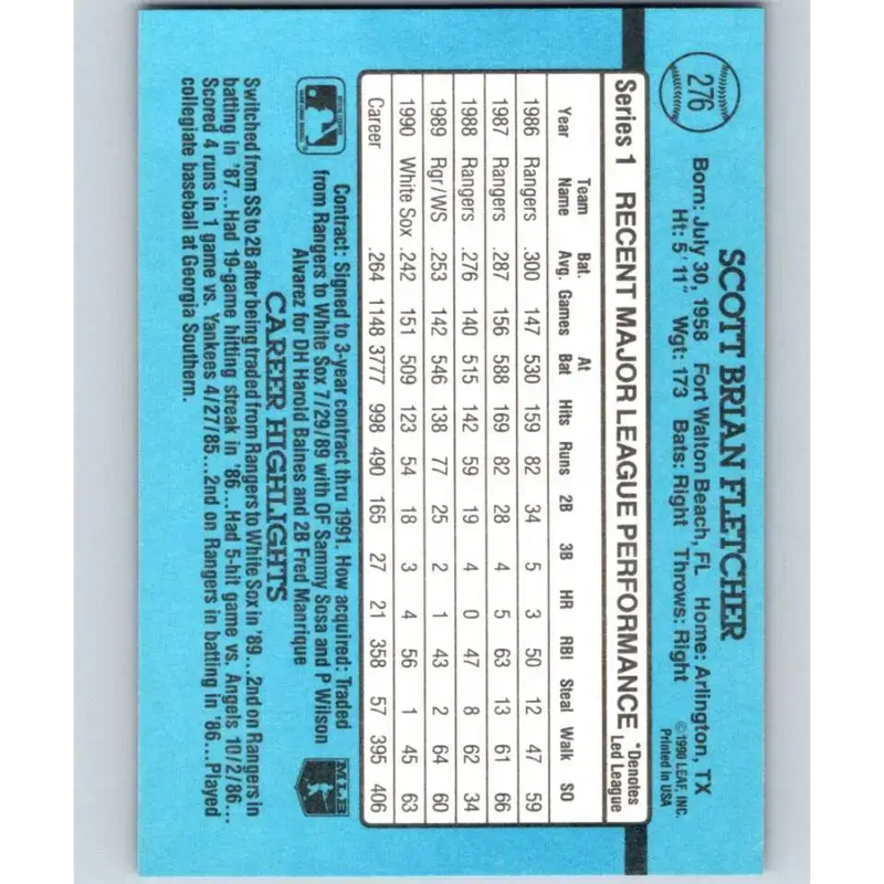 1991 Donruss #276 Scott Fletcher NM-MT Chicago White Sox Baseball Card - Baseball Card Single