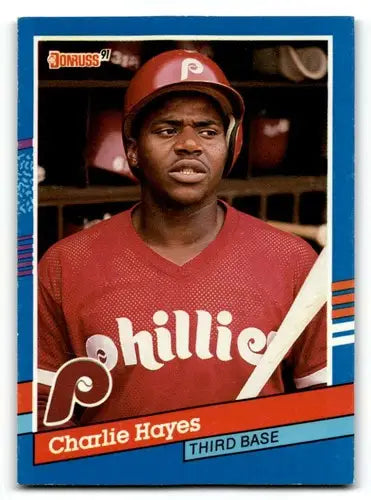 Original gloss of Charlie Hayes Philadelphia Phillies baseball card from 1991 Donruss