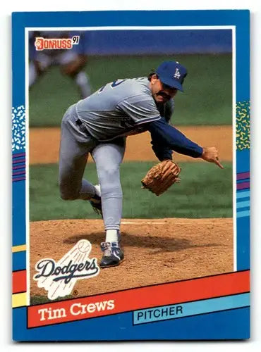 Original gloss 1991 Donruss Tim Crews Los Angeles Dodgers baseball card image