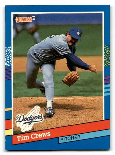 Original gloss 1991 Donruss Tim Crews baseball card featuring Los Angeles Dodgers player