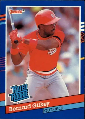 Original gloss Bernard Gilkey baseball card from 1991 Donruss featuring Cardinals RR