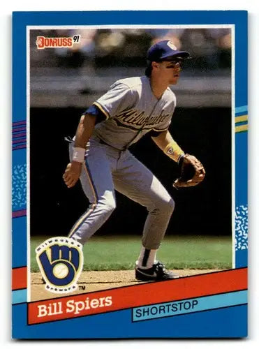 1991 Donruss #310 Bill Spiers Milwaukee Brewers Baseball Cards EX/NM ID:57718 - Baseball Card Single