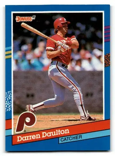 Original gloss Darren Daulton Philadelphia Phillies baseball card from 1991 Donruss series