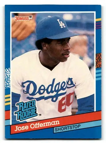 Original gloss of Jose Offerman Los Angeles Dodgers baseball card from 1991 Donruss