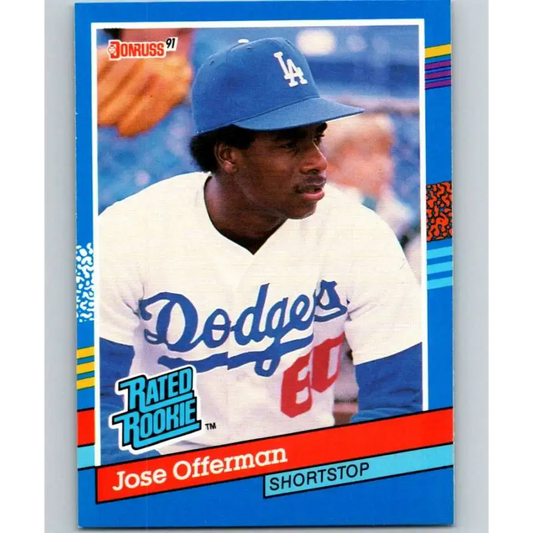 1991 Donruss #33 Jose Offerman RR NM-MT Los Angeles Dodgers Baseball Card - Baseball Card Single
