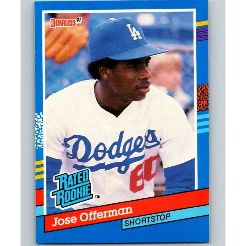 1991 Donruss #33 Jose Offerman RR NM-MT Los Angeles Dodgers Baseball Card - Baseball Card Single