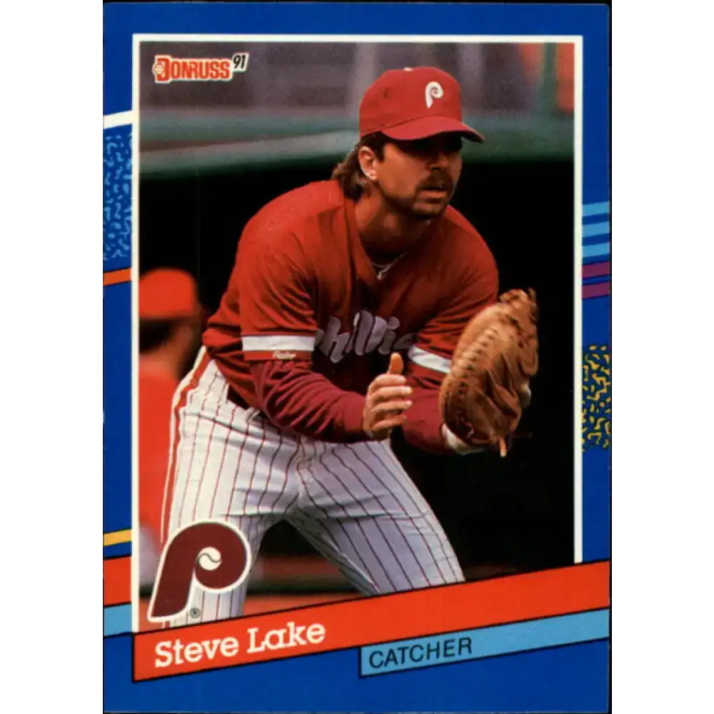 1991 Donruss #334 Steve Lake NM-MT Philadelphia Phillies Baseball Card - Baseball Card Single
