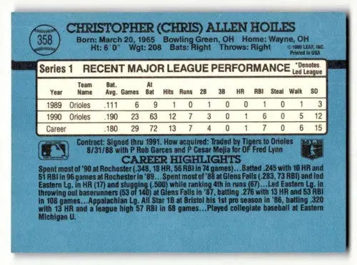 1991 Donruss #358 Chris Hoiles Baltimore Orioles Baseball Cards EX/N ID:57701 - Baseball Card Single