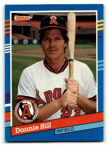 1991 Donruss #376 Donnie Hill California Angels Baseball Cards EX/NM ID:57669 - Baseball Card Single