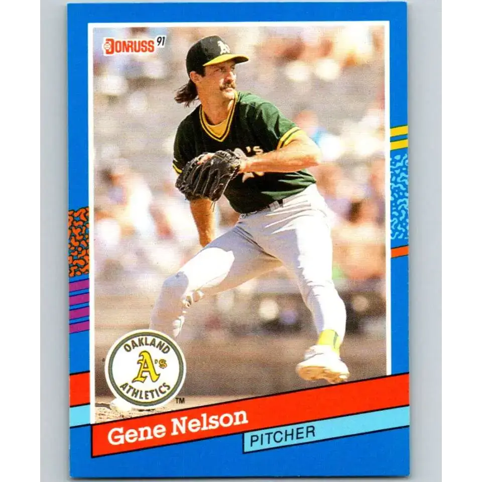 1991 Donruss #385 Gene Nelson NM-MT Oakland Athletics Baseball Card - Baseball Card Single