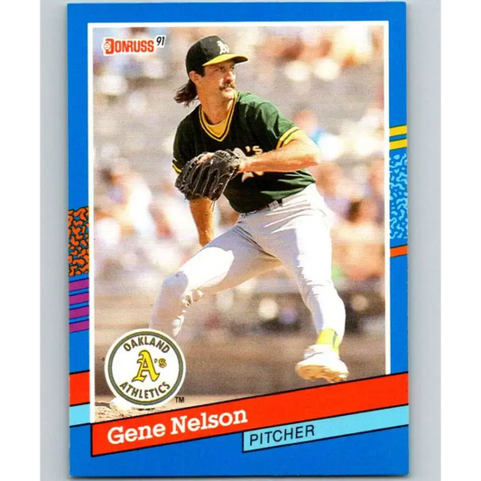 1991 Donruss #385 Gene Nelson NM-MT Oakland Athletics Baseball Card - Baseball Card Single