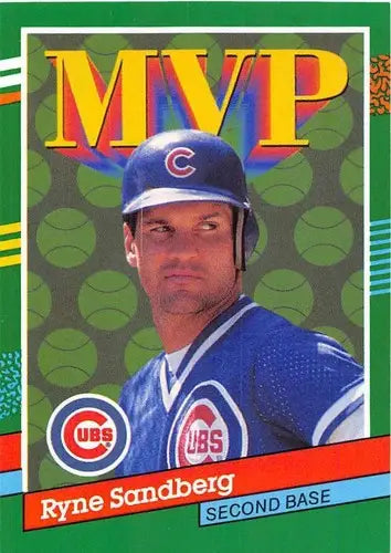 Original gloss Ryne Sandberg baseball card from 1991 Donruss #404 Cubs MVP