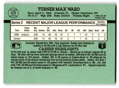 1991 Donruss #429a Turner Ward - Baseball Card Single