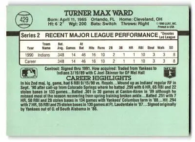 Turner Max Ward baseball card 1991 Donruss #429b Turner Ward collectible item