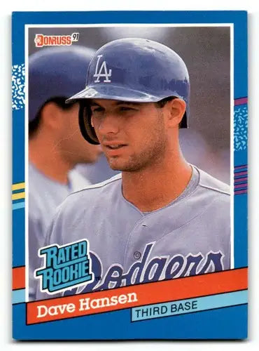 Original gloss Dave Hansen Los Angeles Dodgers baseball card from 1991 Donruss series