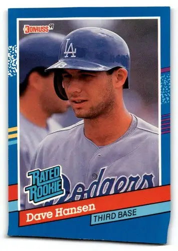 Original gloss Dave Hansen Los Angeles Dodgers baseball card from 1991 Donruss series