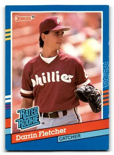 Original gloss Darrin Fletcher Phillies baseball card from 1991 Donruss #47