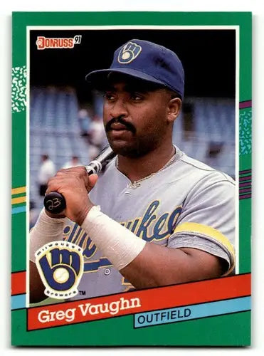 1991 Donruss #478 Greg Vaughn Milwaukee Brewers Baseball Cards NM Ne ID:61421 - Baseball Card Single