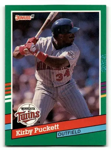 1991 Donruss Kirby Puckett Minnesota Twins baseball card with original gloss displayed