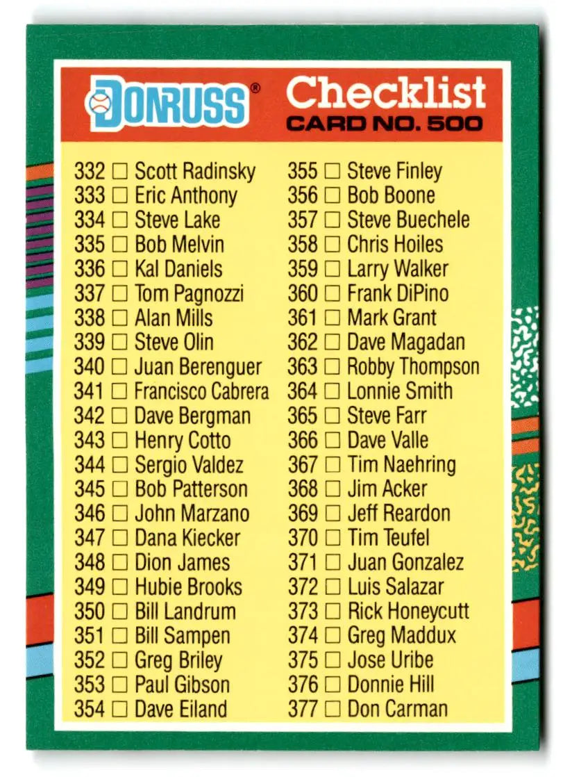 1991 Donruss #500a [Name Unavailable] - Baseball Card Single