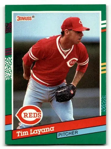Tim Layana Cincinnati Reds baseball card with original gloss from 1991 Donruss