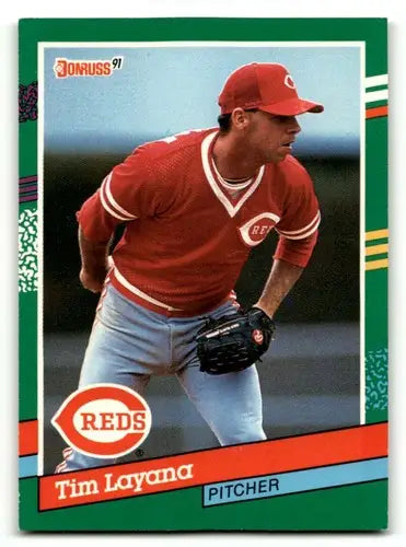 Original gloss Tim Layana Cincinnati baseball card from 1991 Donruss #516