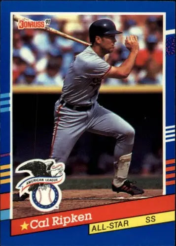 Original gloss 1991 Donruss Cal Ripken Jr All-Star baseball card featuring Cal Ripken Orioles