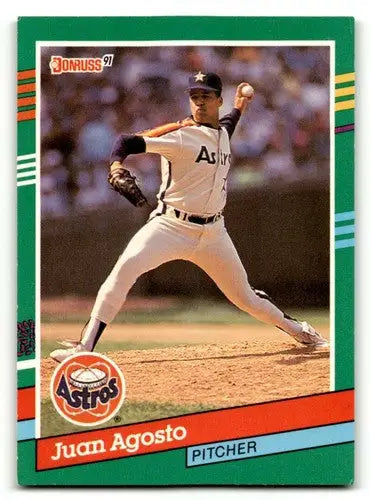 Original gloss Juan Agosto Houston baseball card from 1991 Donruss Astros set